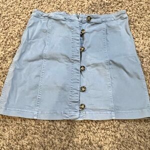 Listicle Sky Blue Button-Down Mini Skirt